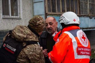 Emergency response team provide first aid services after missile attacks in Kyiv