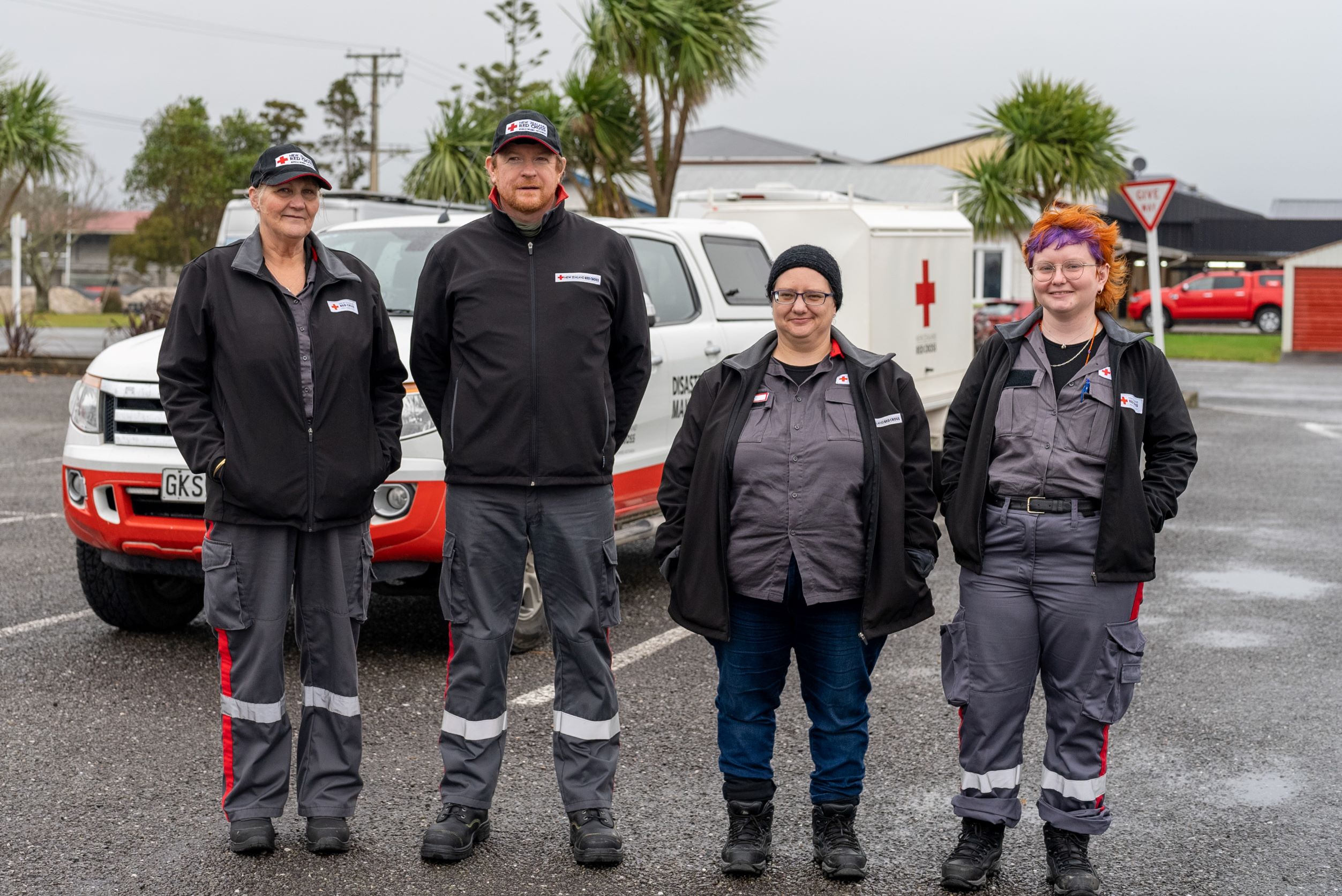 Team members standing together.