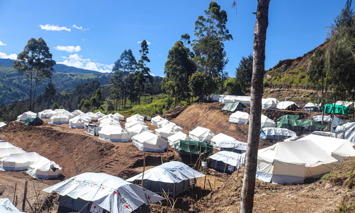 One of two care centres at the Enga landslide