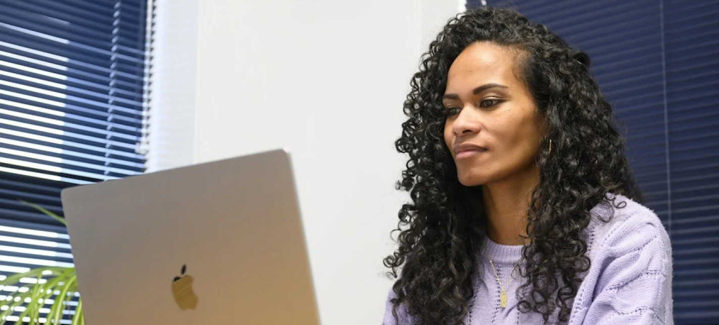 Woman working on laptop